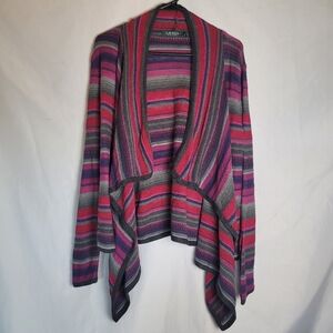 Lauren Ralph Lauren Multicolor Openfront Waterfall Cotton Linen Sweater Size PL